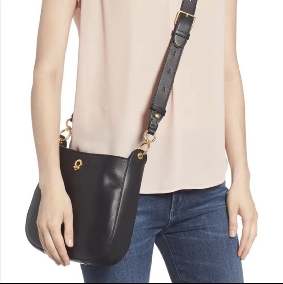 Cole Haan Zoe Crossbody Purse Black Leather Goldtone Hardware Adjustable Strap - Picture 12 of 16